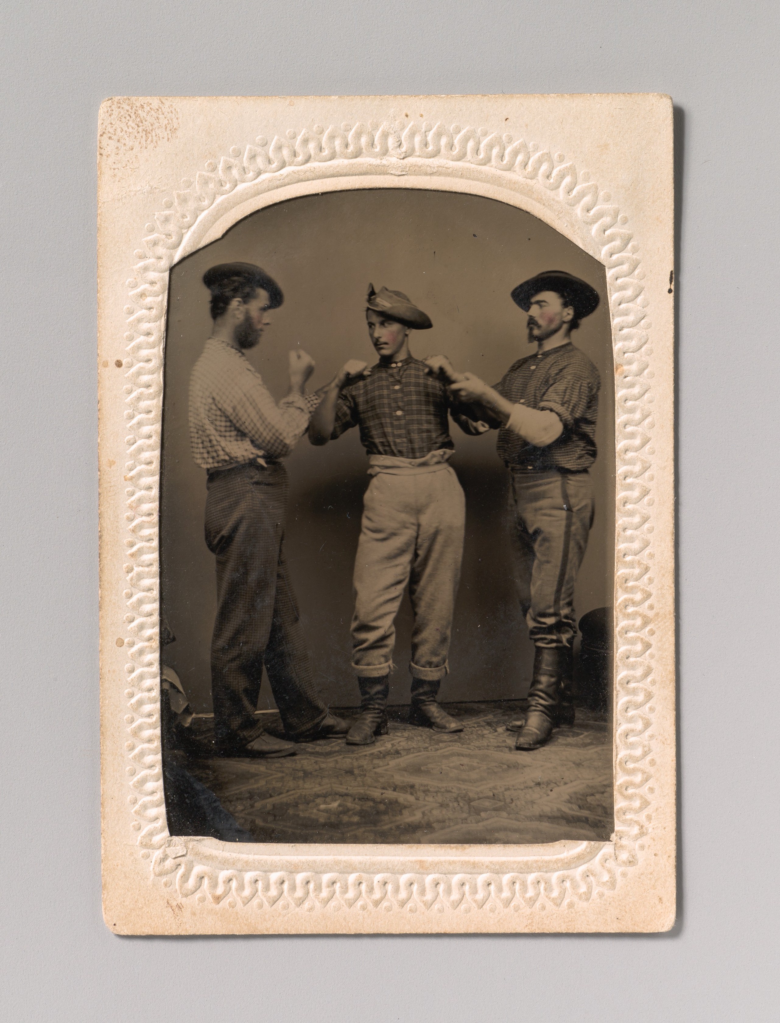 Vintage Photo of Three Men Boxing