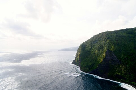 Lush Green Coastal Cliff Over Ocean