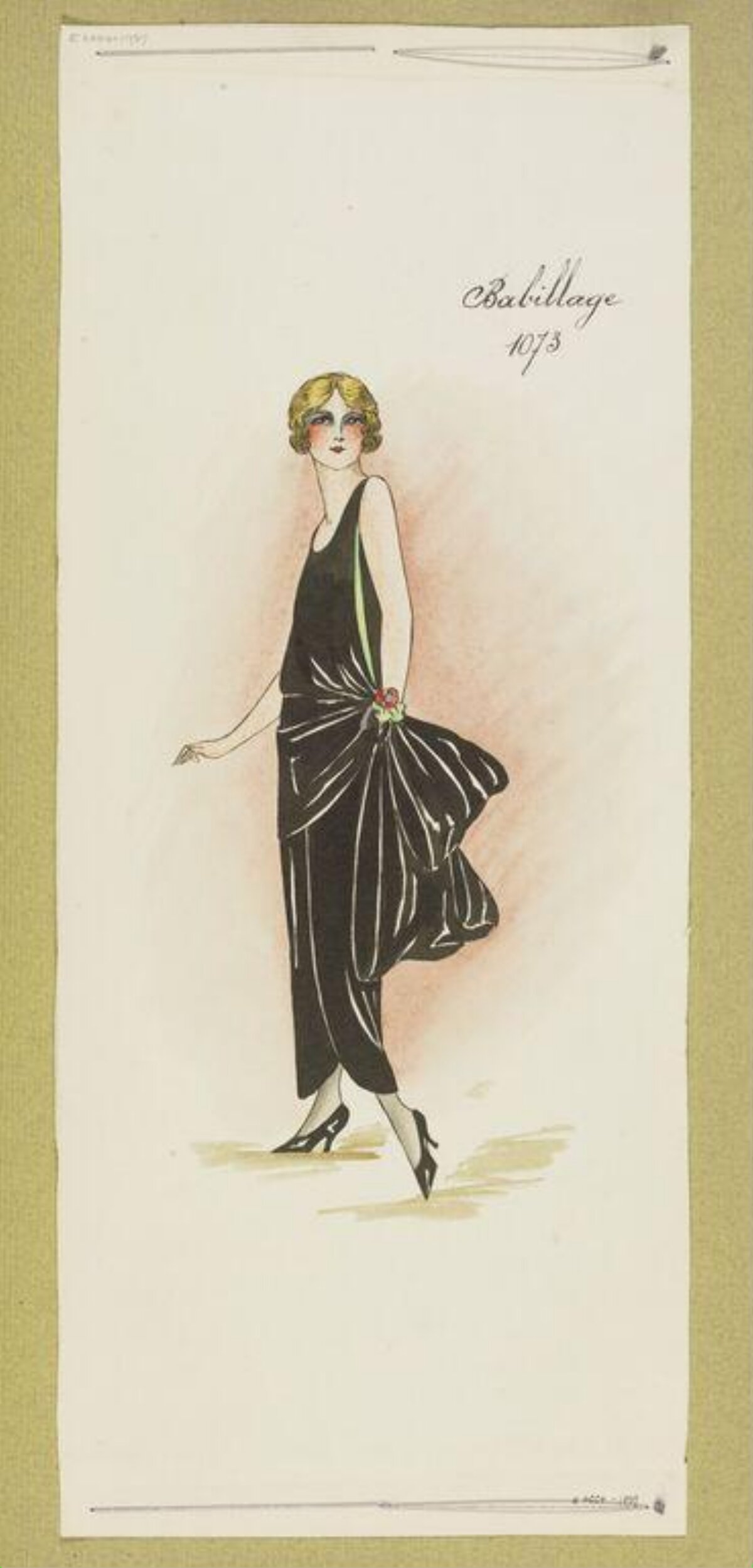 Vintage Black Dress Fashion Sketch