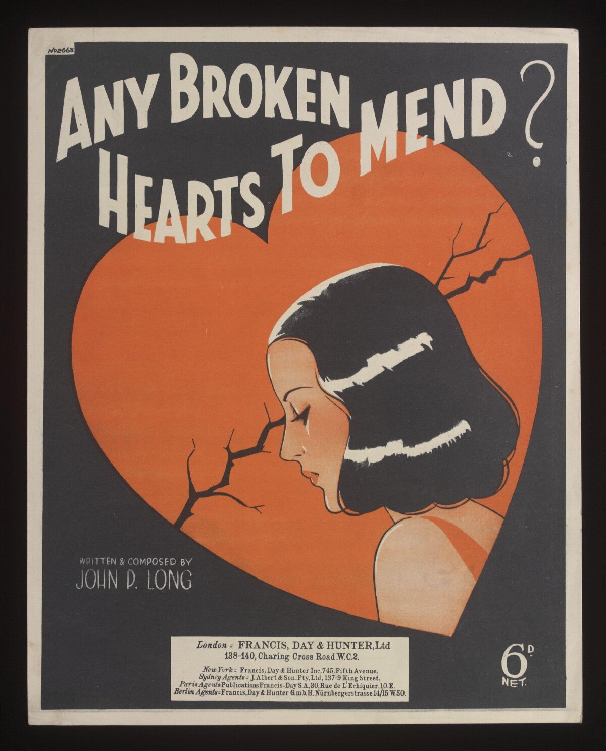 Vintage Any Broken Hearts To Mend Sheet Music Cover