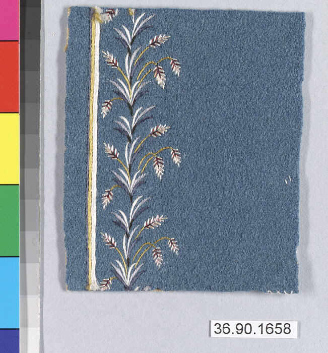 Blue Embroidered Textile Fragment