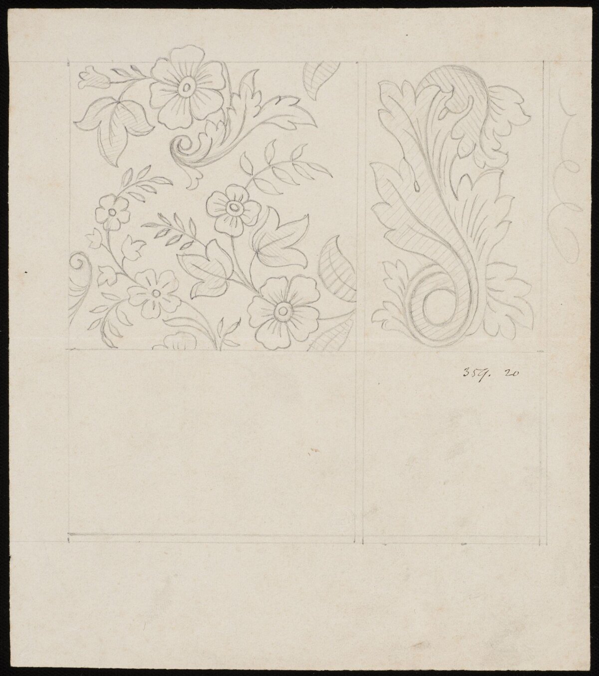 Pencil Sketch of Floral Decorative Patterns