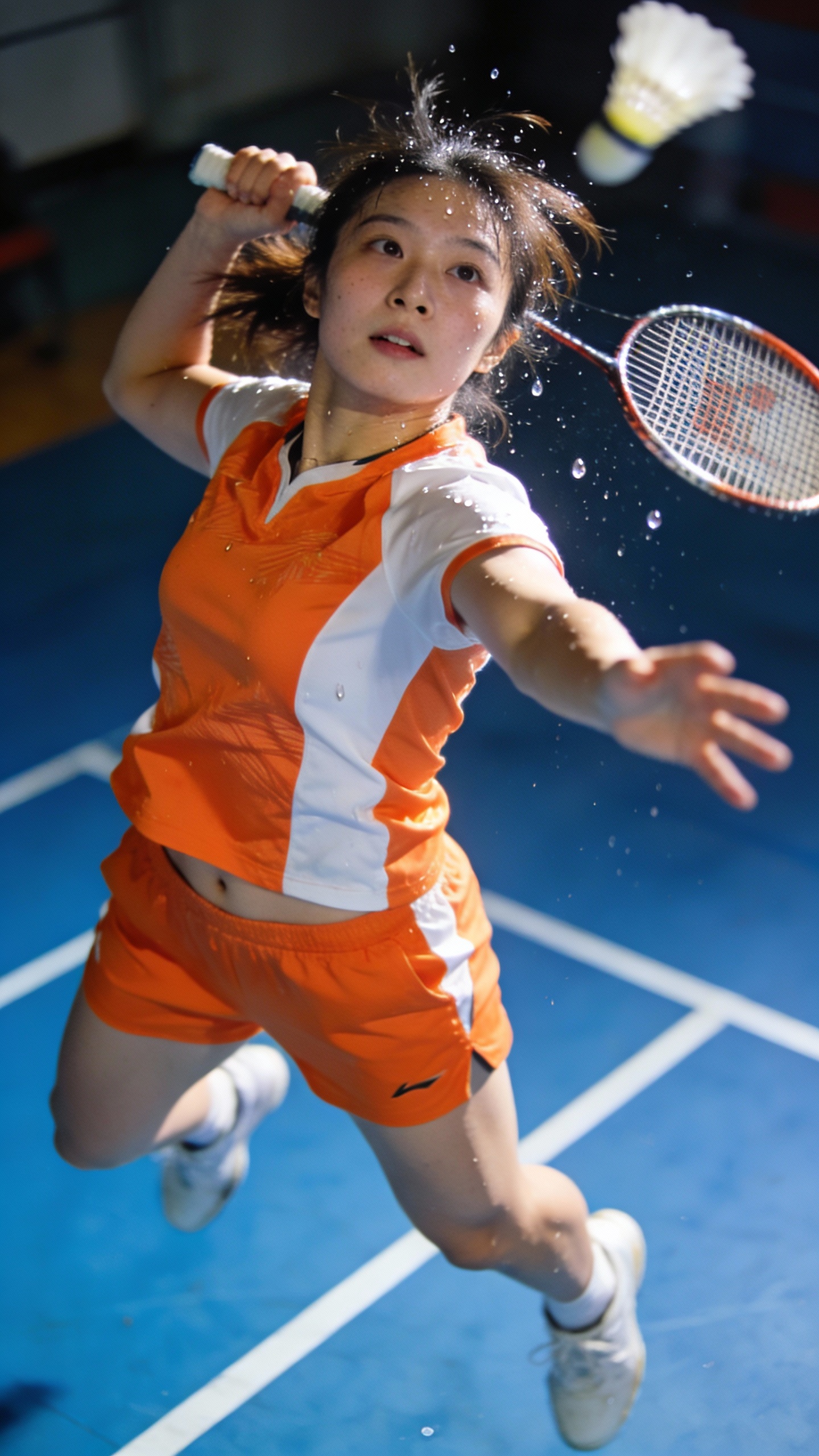 Female Athlete Playing Badminton