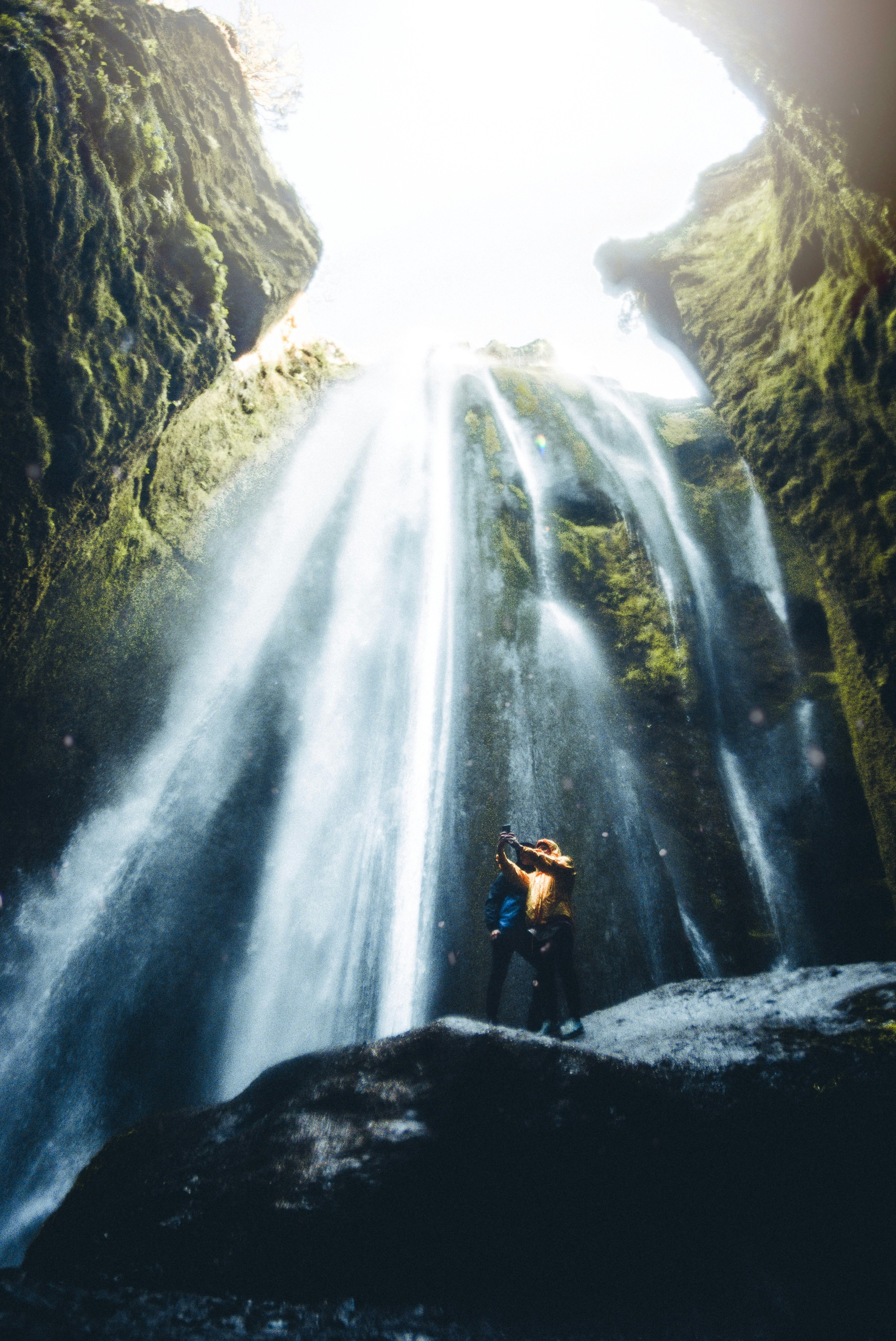 Two Hikers at Hidden Waterfall