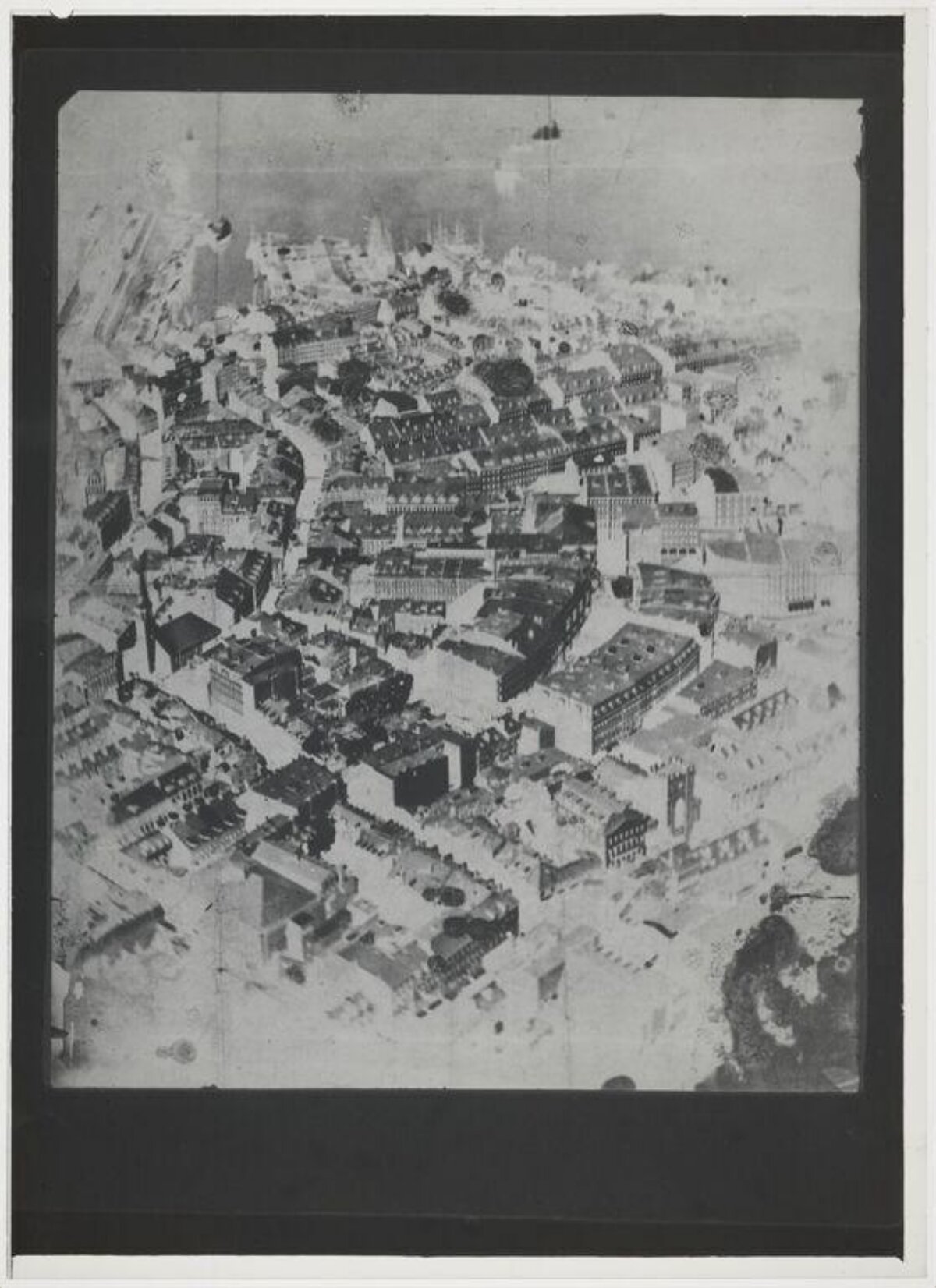 Vintage Aerial View of Old City — City