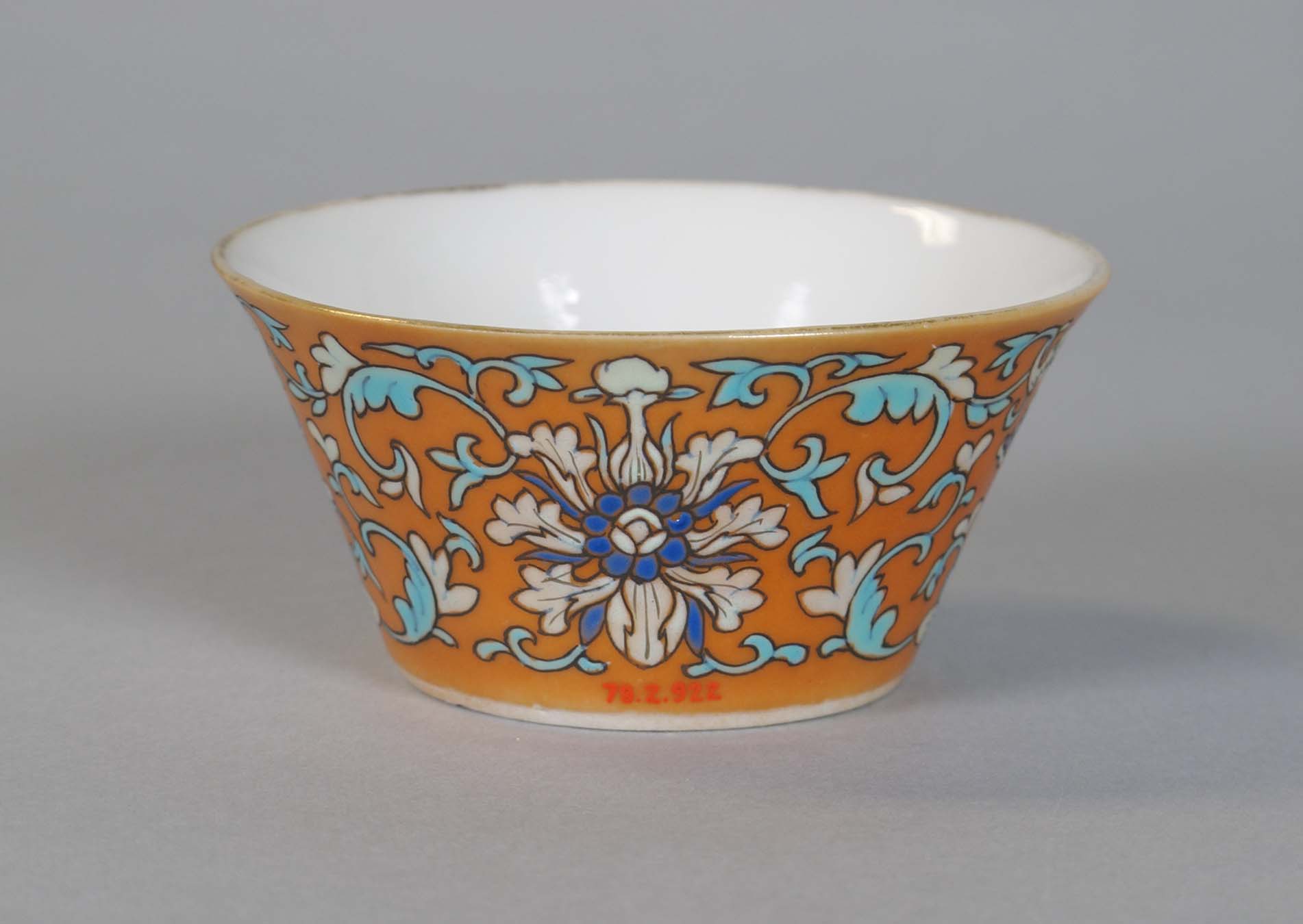 Orange Ground Floral Porcelain Bowl