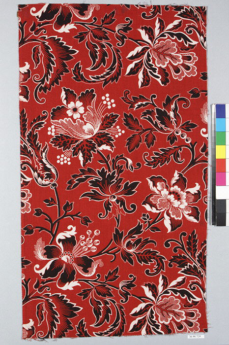 Red Black White Floral Fabric
