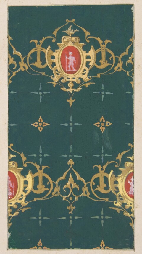 Ornate Gold-on-Green Decorative Pattern