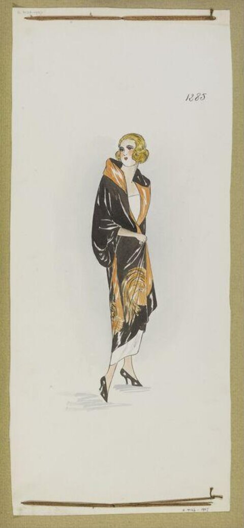 Vintage Women's Coat Fashion Sketch