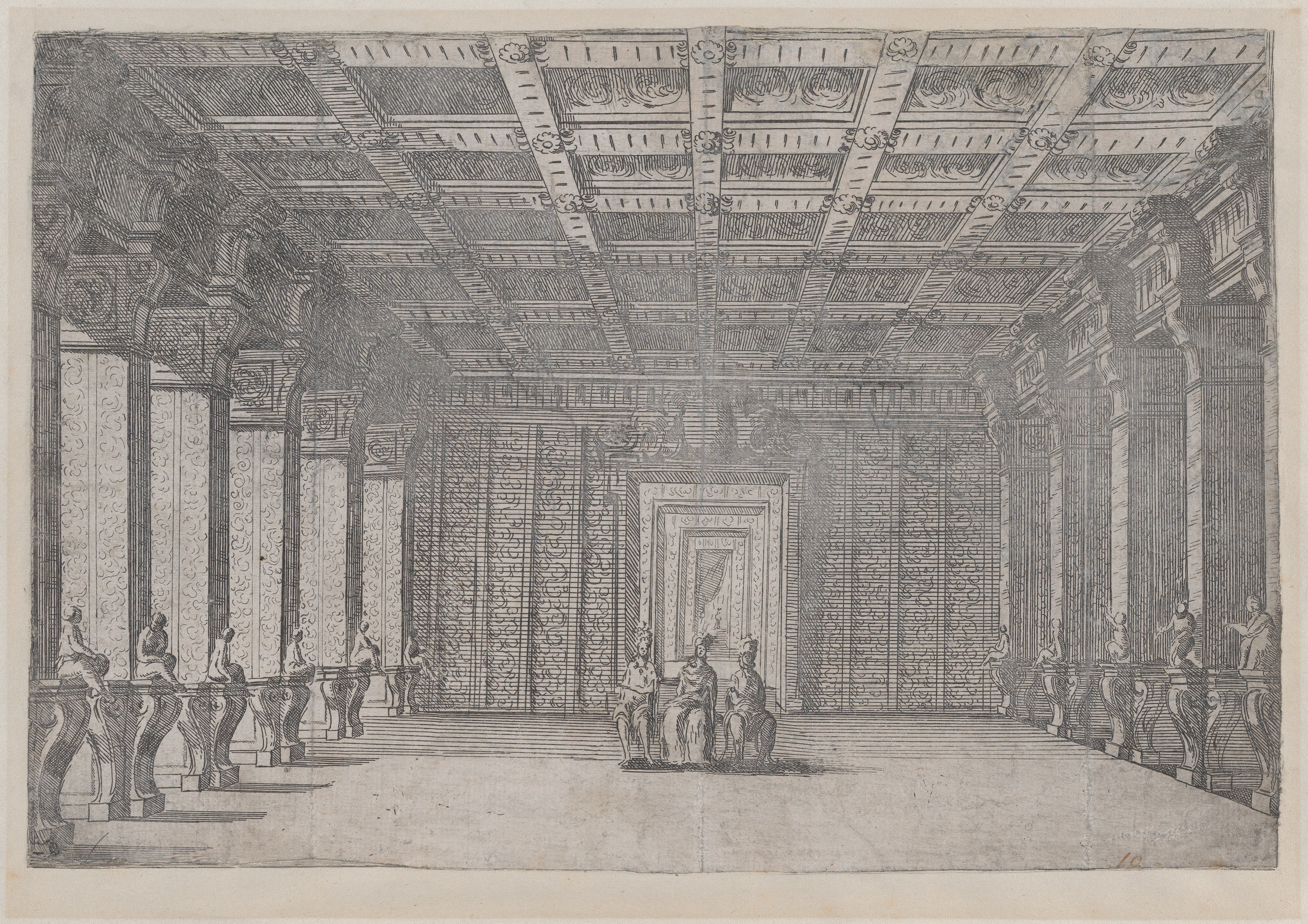 Line Engraving of Grand Interior Hall