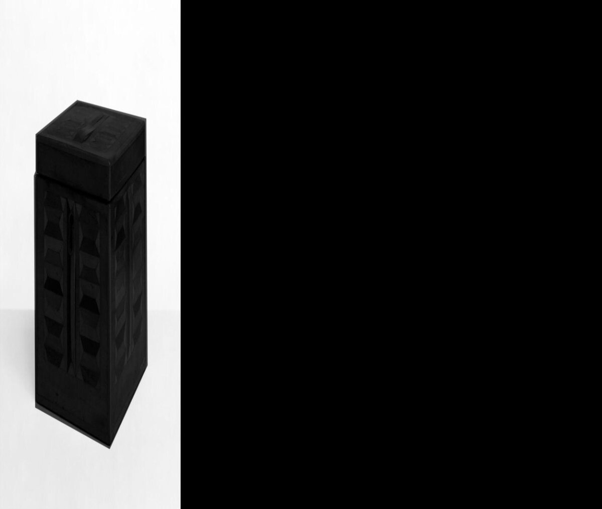 Black Carved Tall Lidded Container