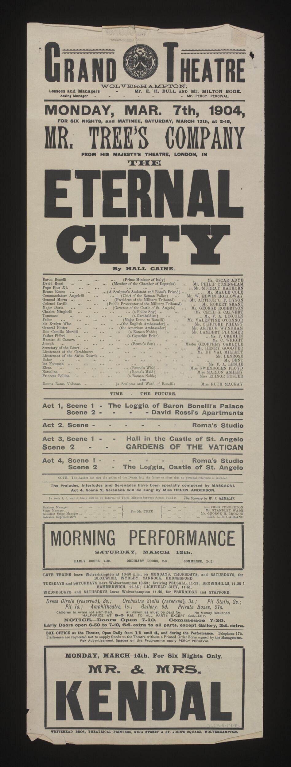 1904 Grand Theatre Playbill