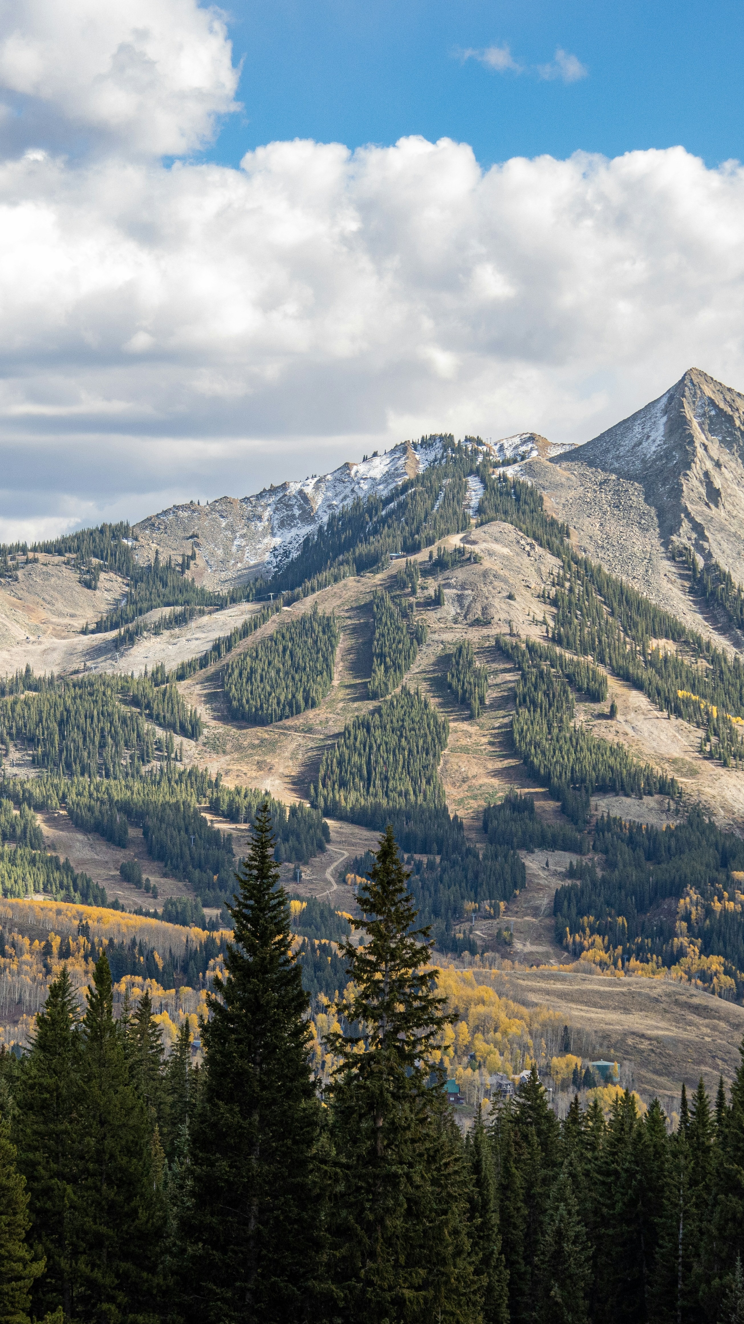 Autumn Snow-Capped Mountain Landscape