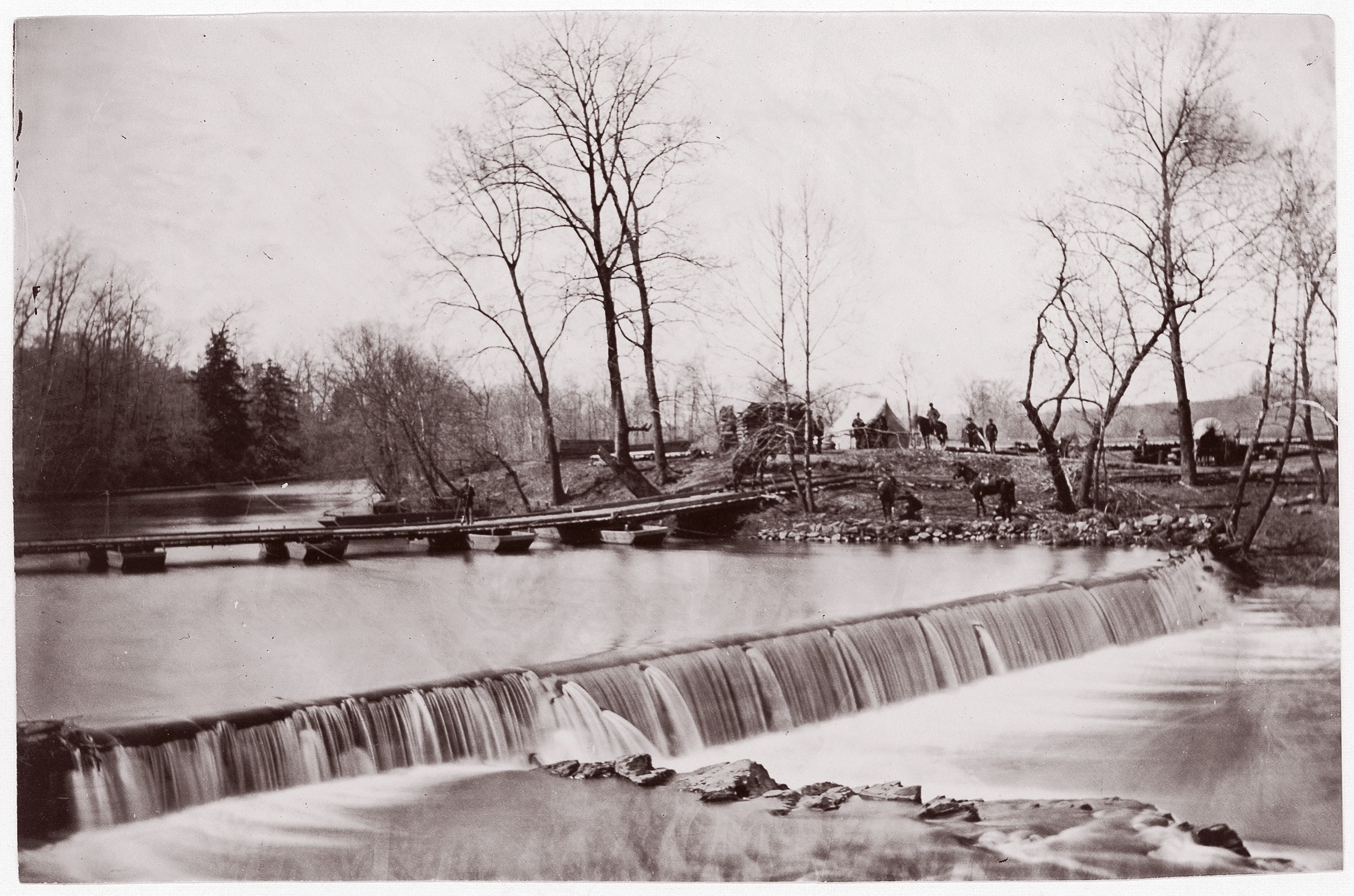 Historic Pontoon Bridge Over River