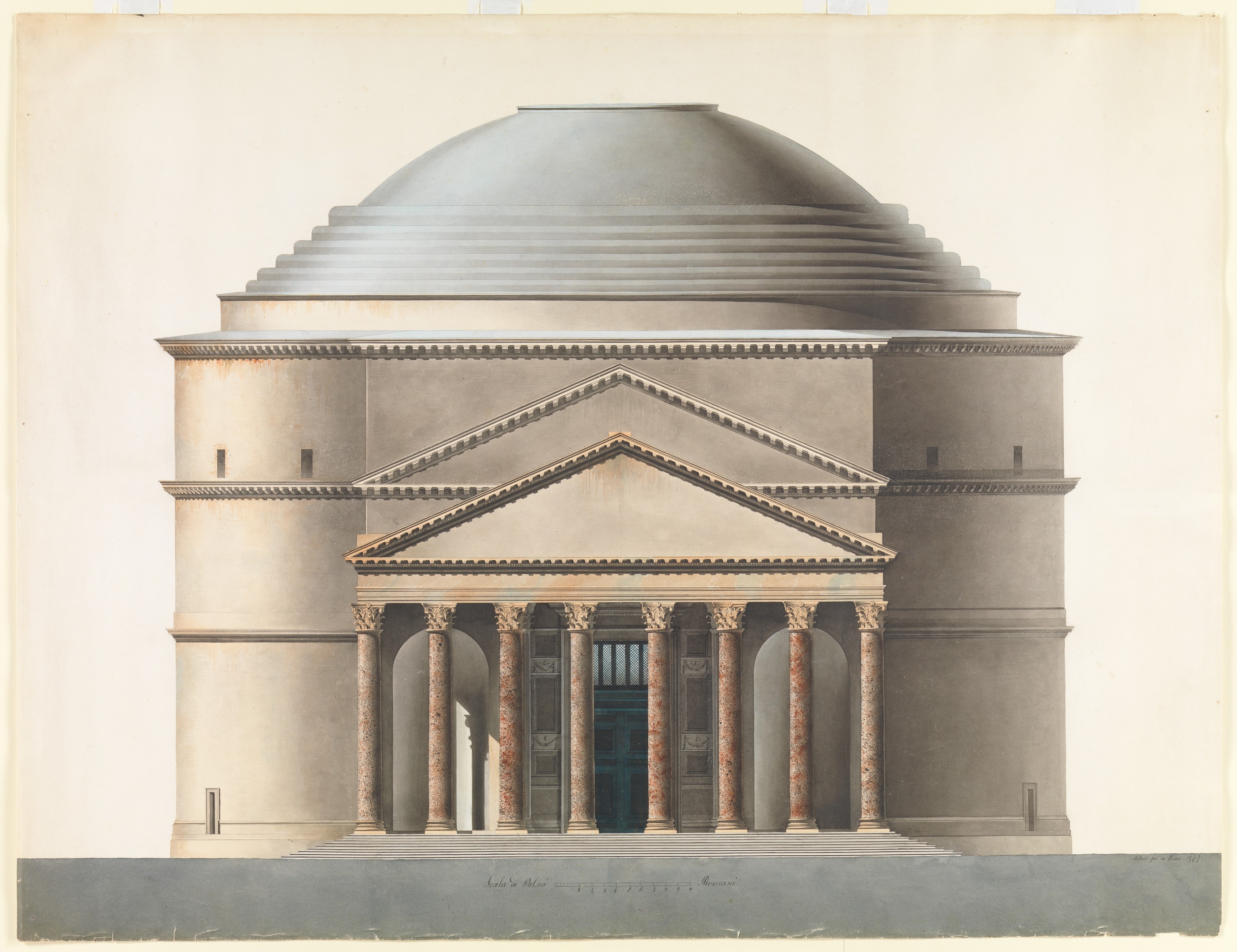 Pantheon Facade Architectural Drawing