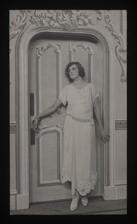 Vintage Portrait of Woman at Door