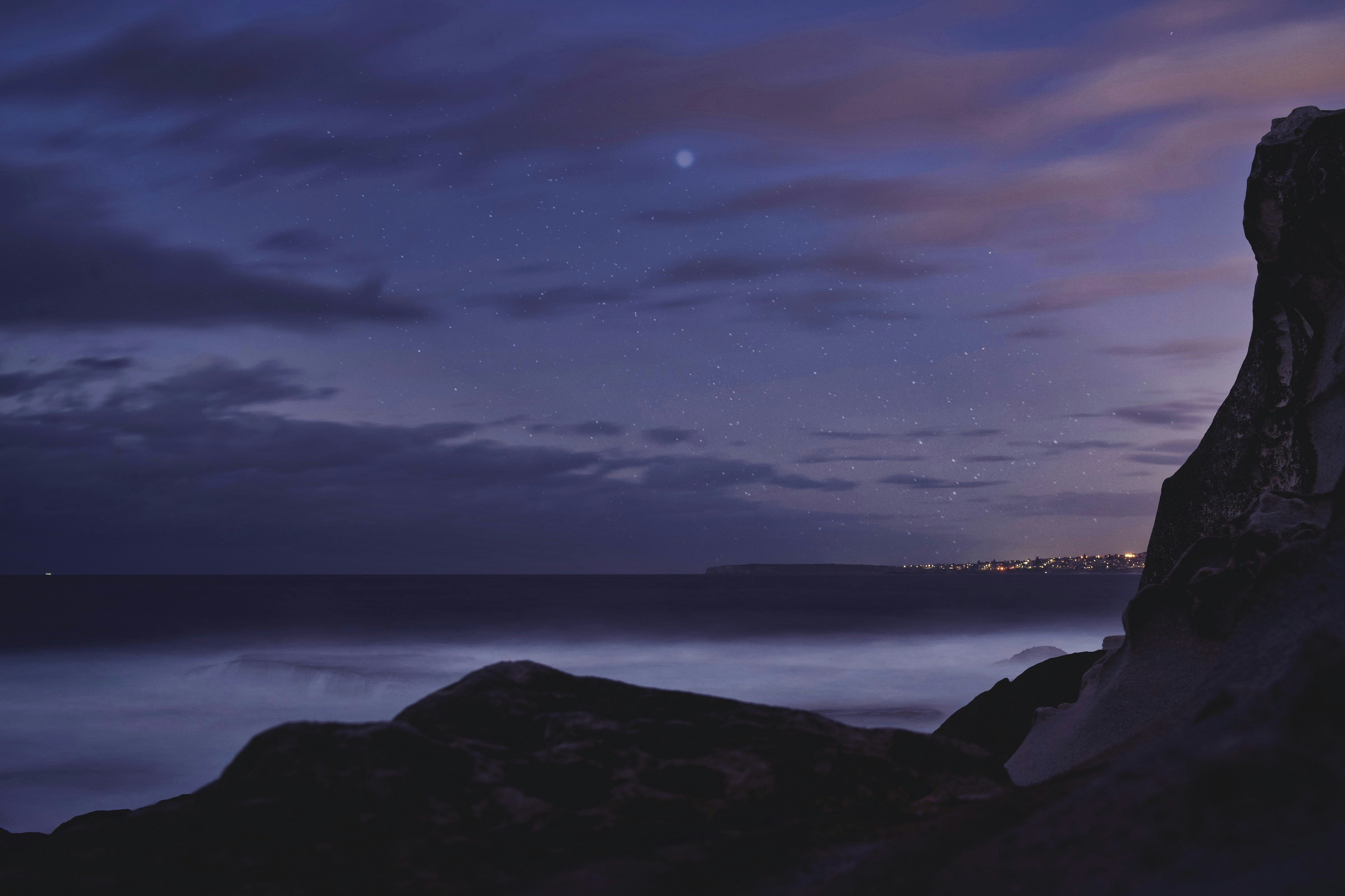 Night Coastal Rocky Seascape