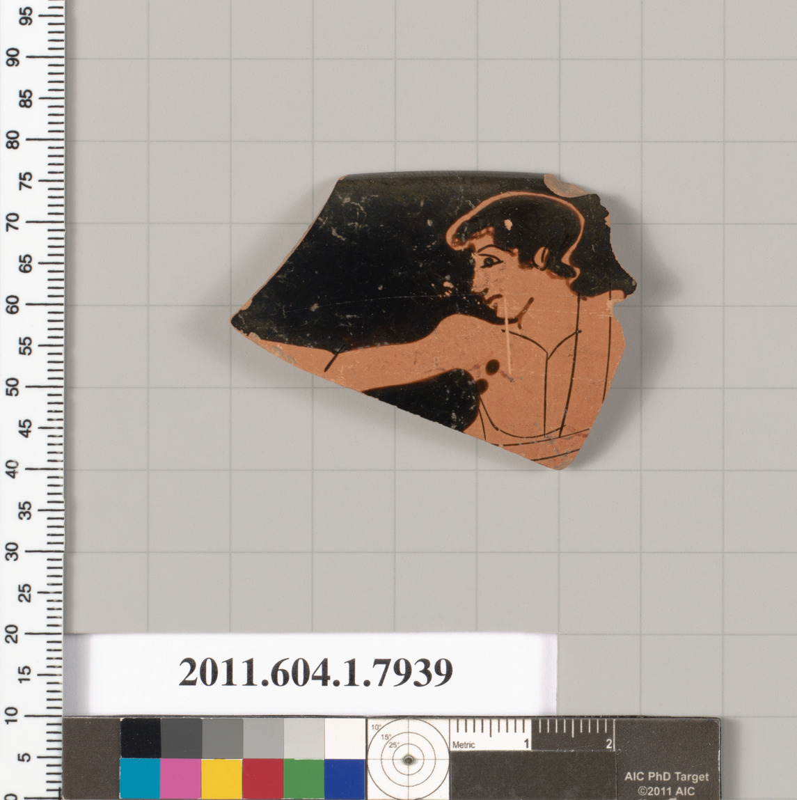 Ancient Pottery Fragment with Male Figure