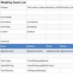 Wedding Guest List