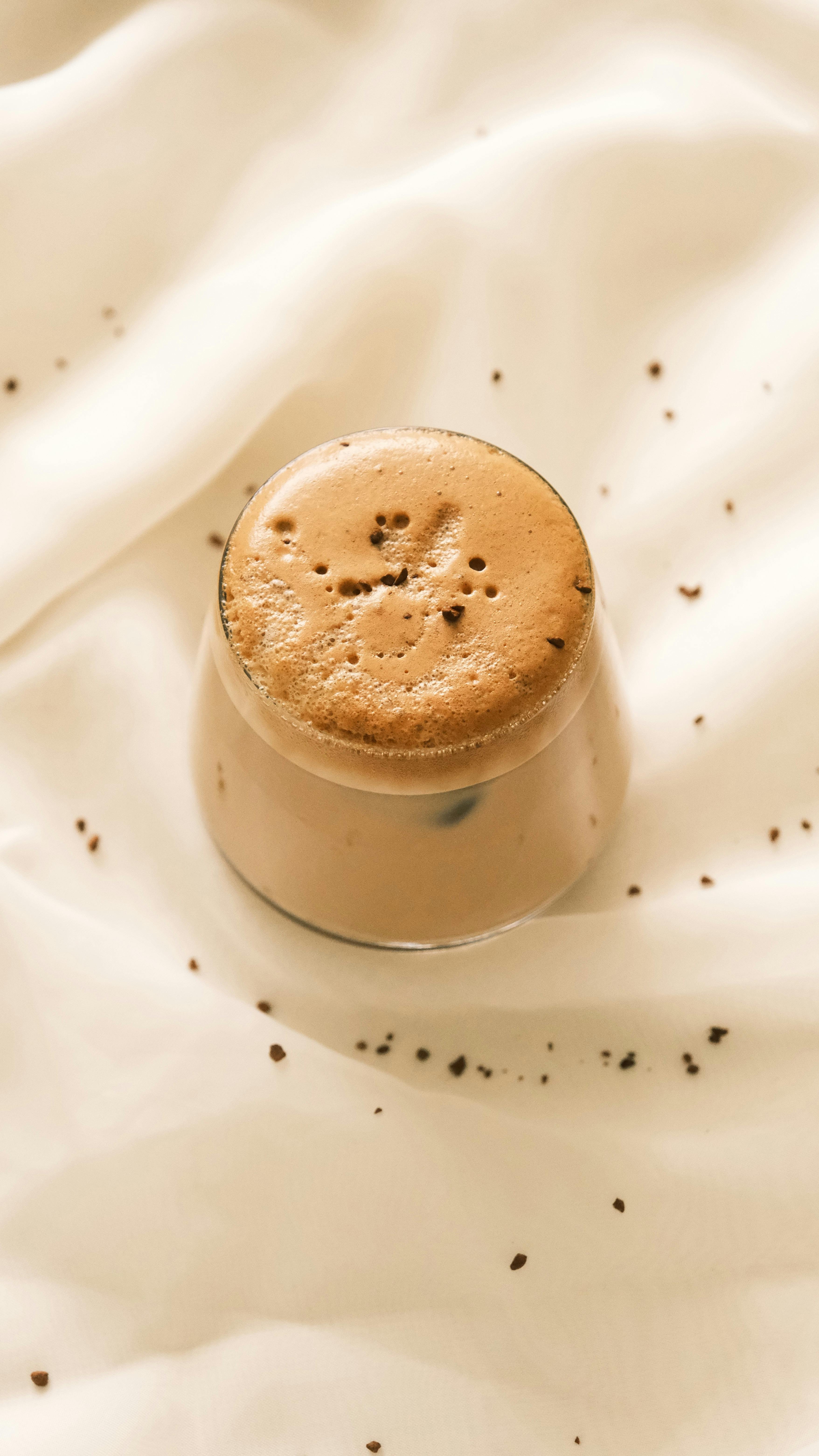 Frothy Iced Coffee in Glass