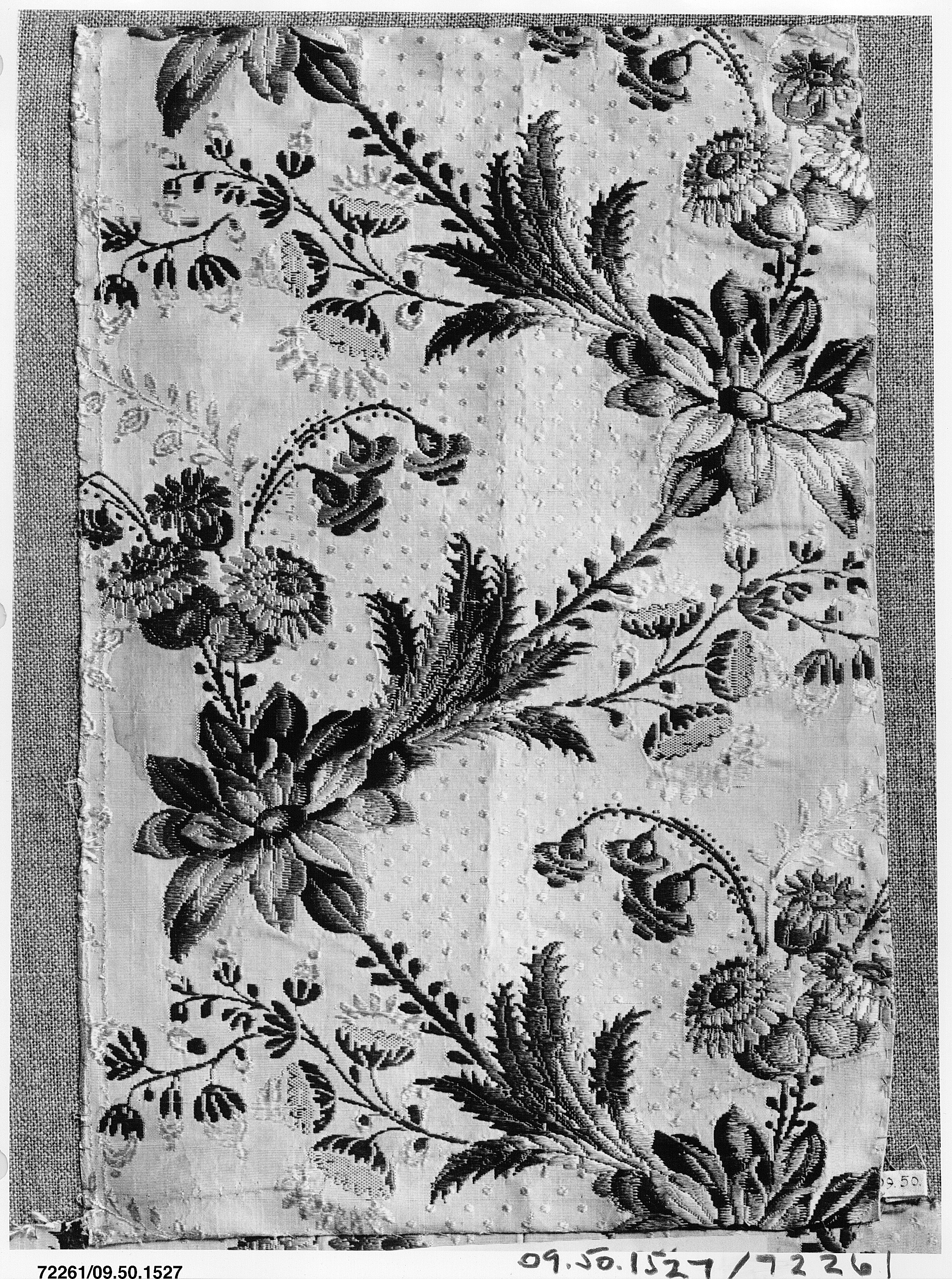 Antique Floral Woven Textile Fragment