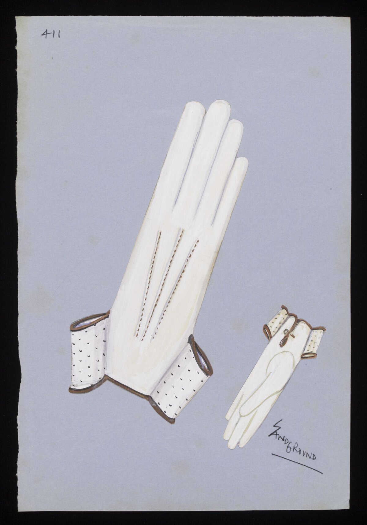 Vintage White Gloves Fashion Sketch