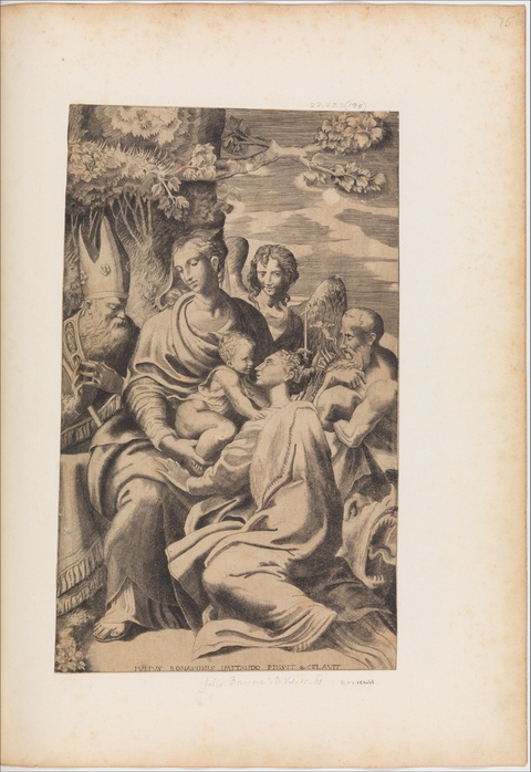 Madonna and Child Saints Engraving