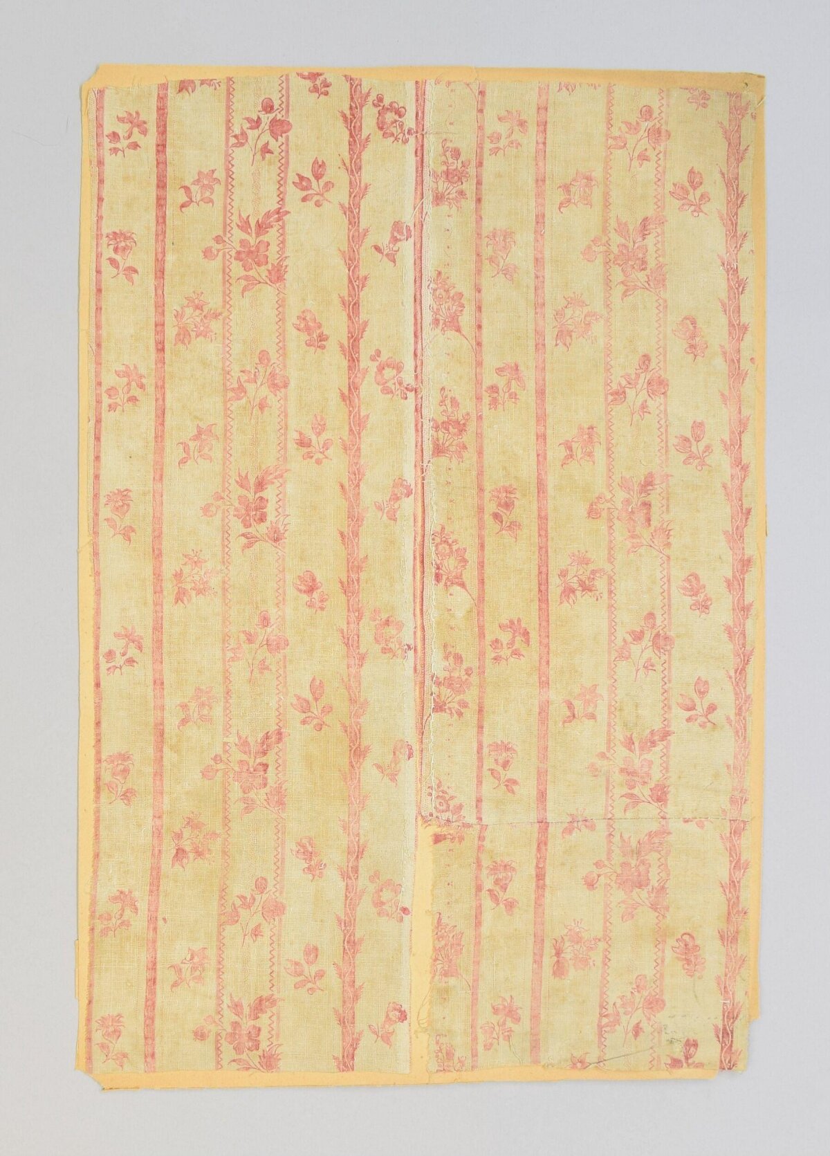 Vintage Pink Floral Striped Fabric Sample