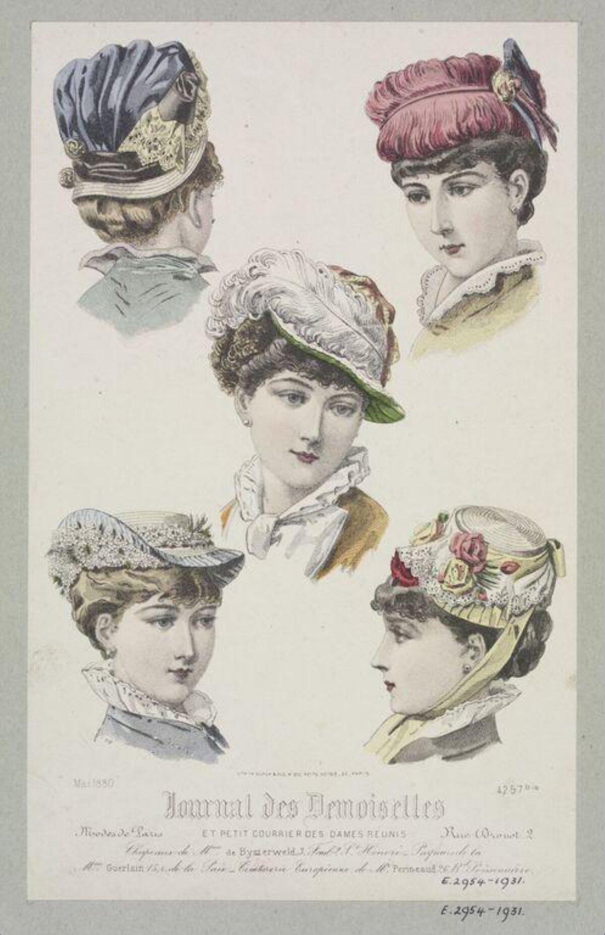 1890 Women's Hat Fashion Illustration