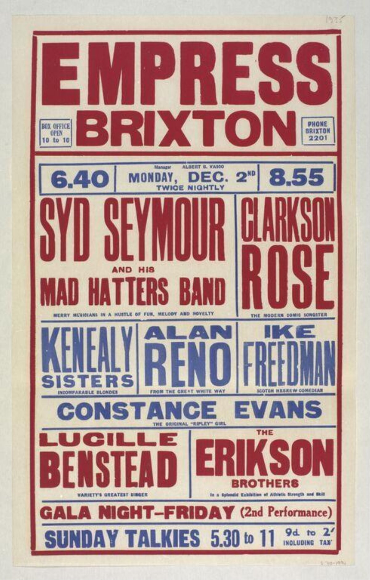 Vintage Empress Brixton Performance Poster