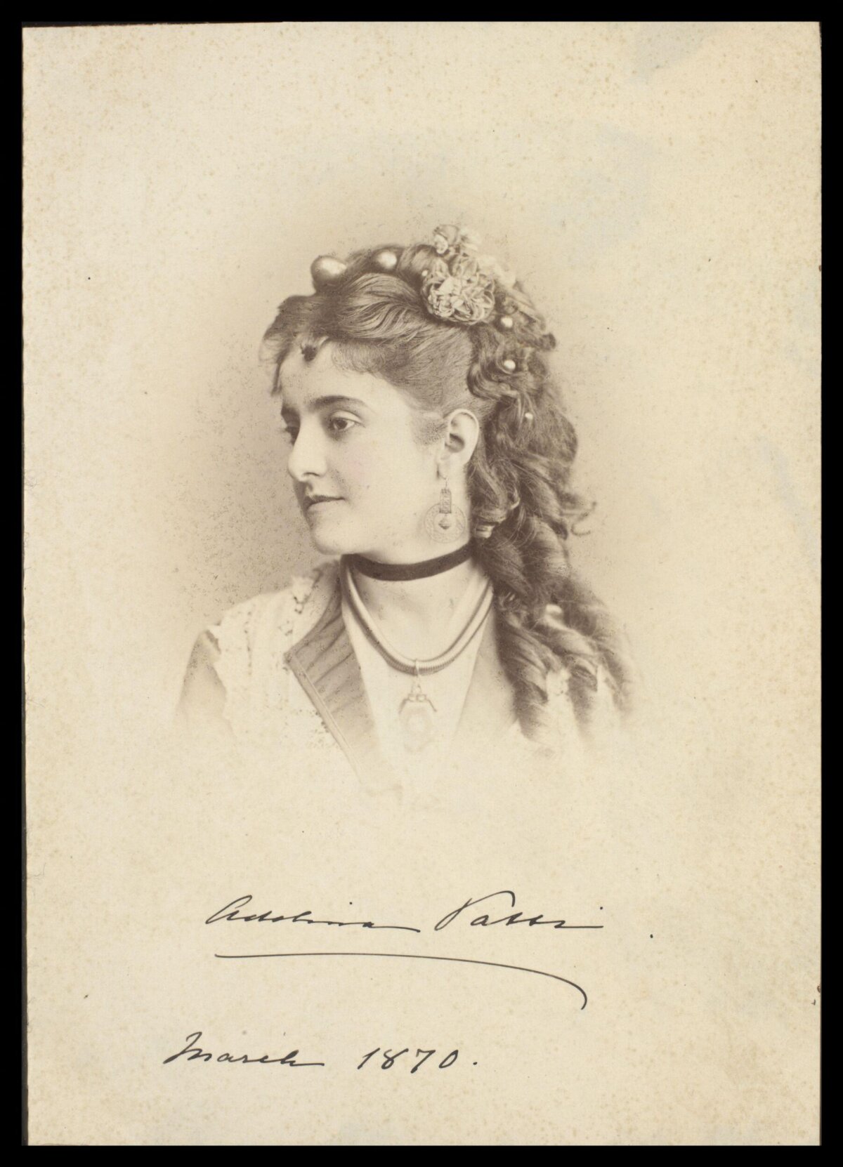 1870 Signed Portrait of Victorian Woman