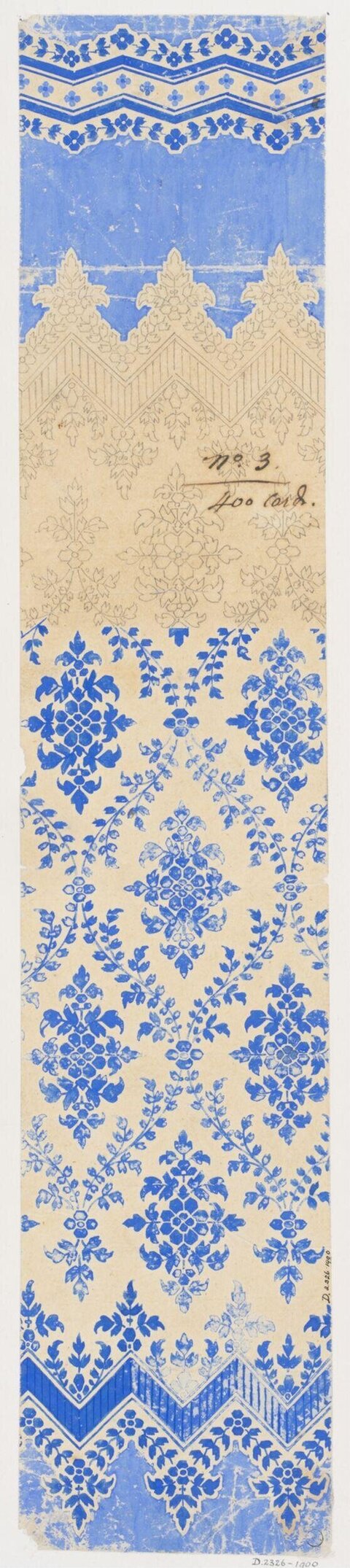 Antique Blue Floral Textile Pattern Sample