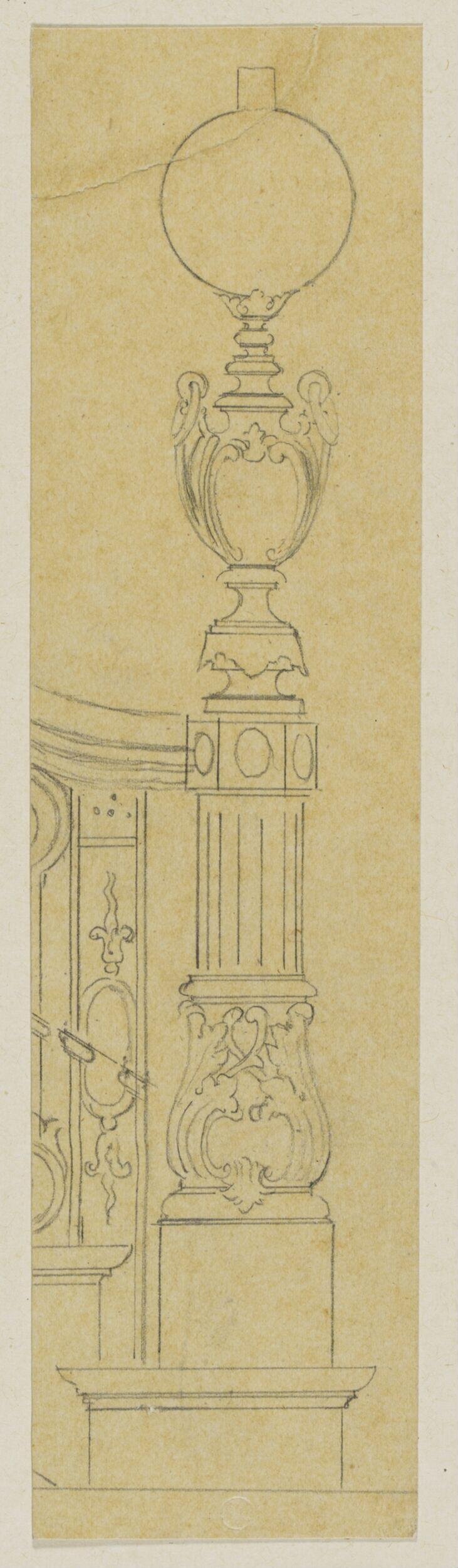 Pencil Sketch of Ornate Decorative Column