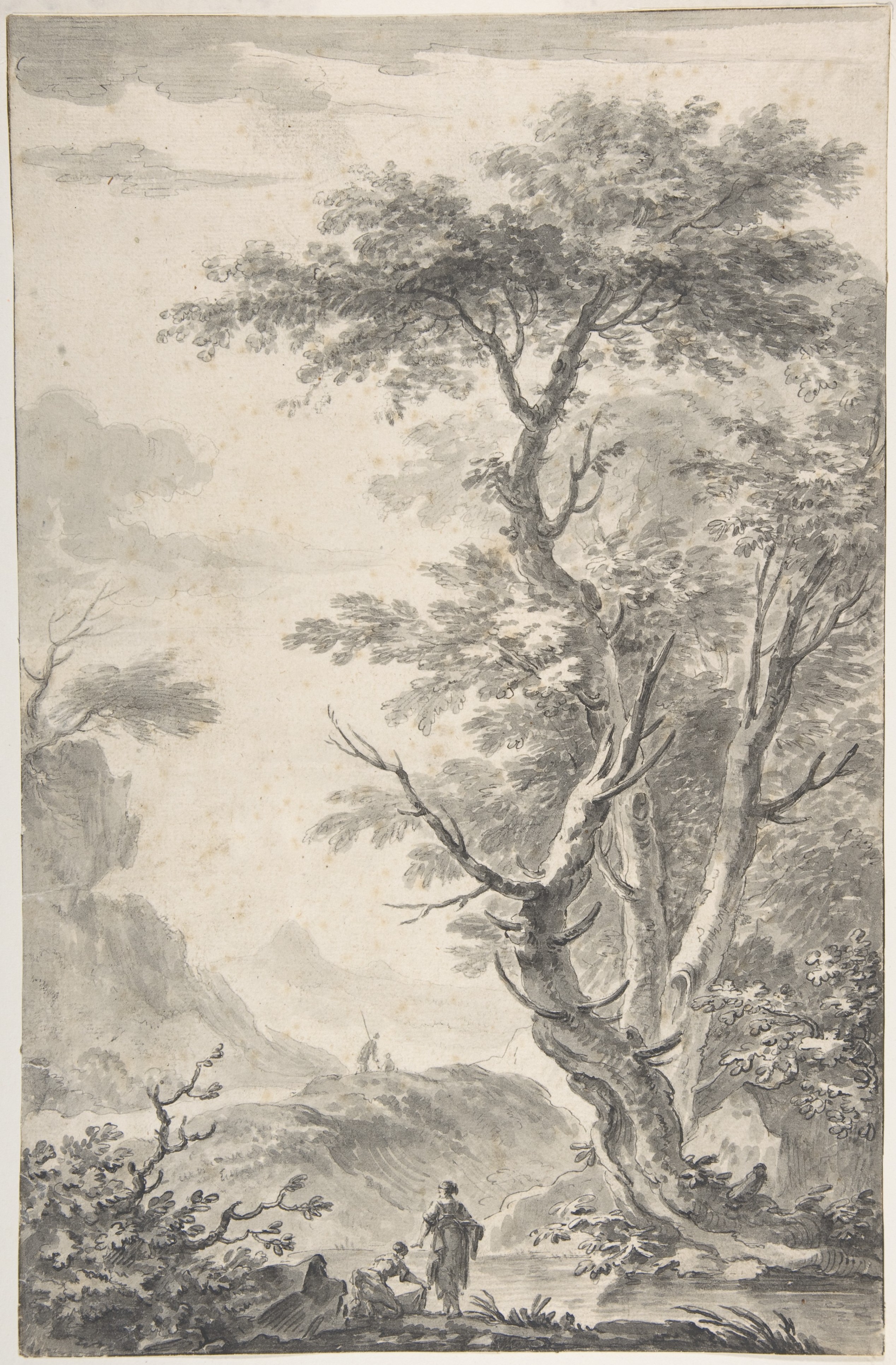 Wooded Riverside Landscape Sketch