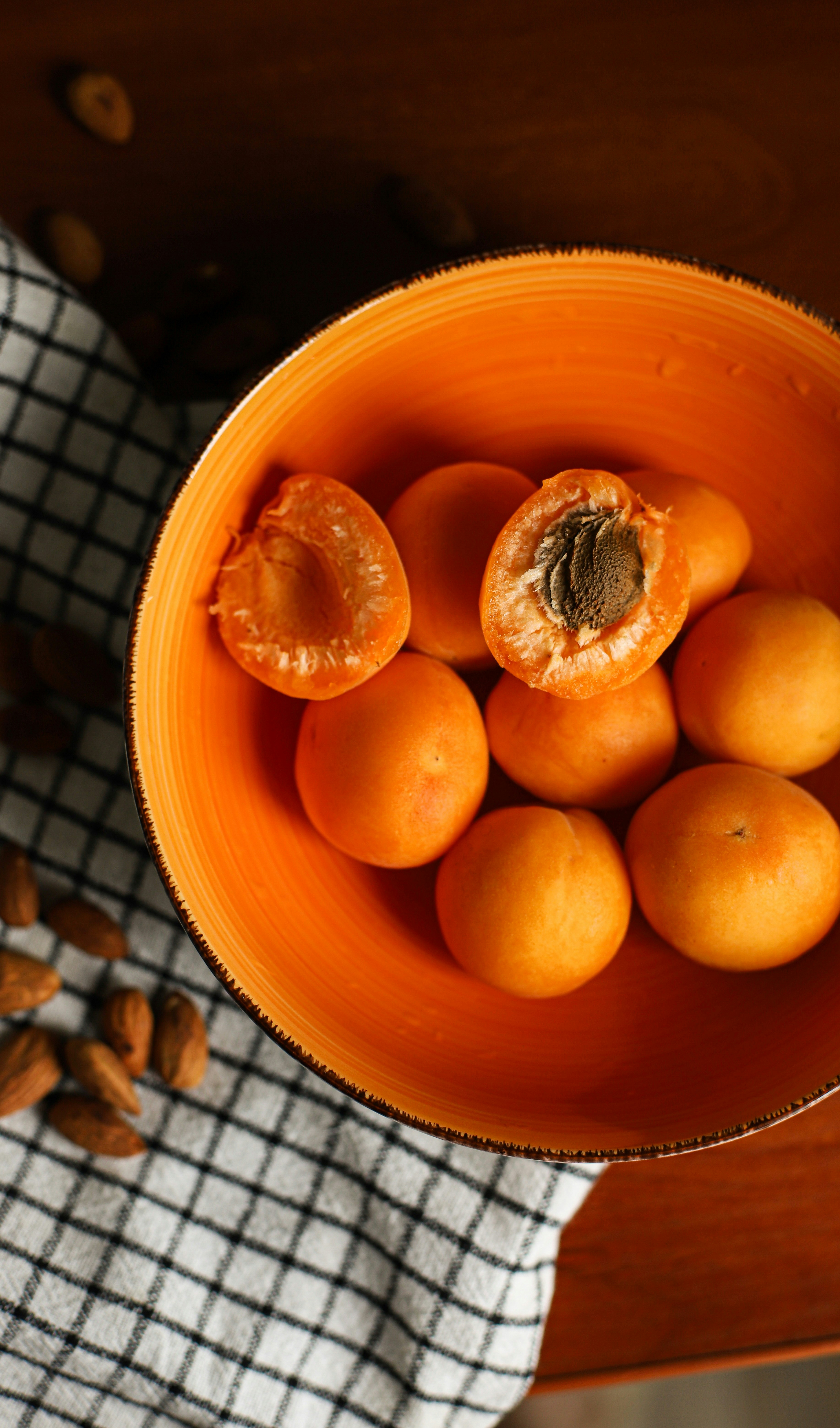 Fresh Apricots in Orange Bowl