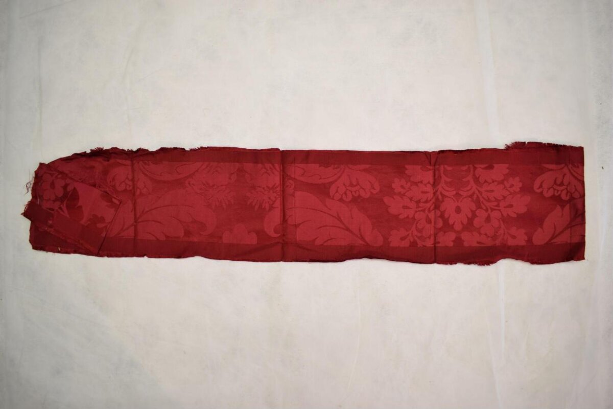 Red Floral Patterned Fabric Scrap