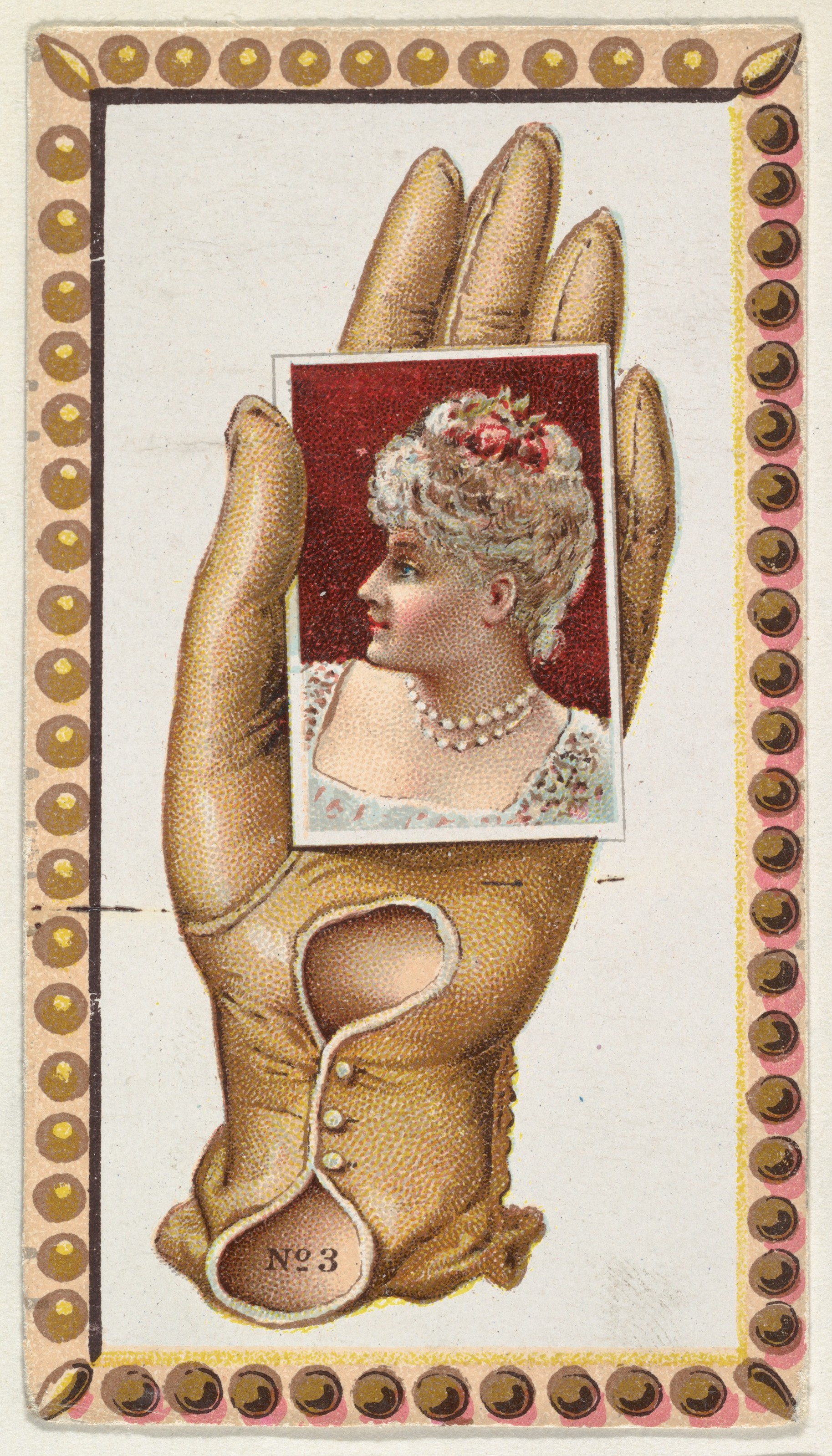 Gloved Hand Holding Woman's Portrait Card