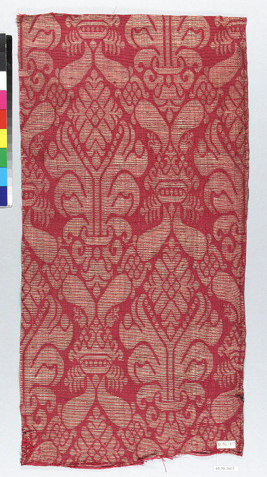 Red Patterned Antique Textile Fragment