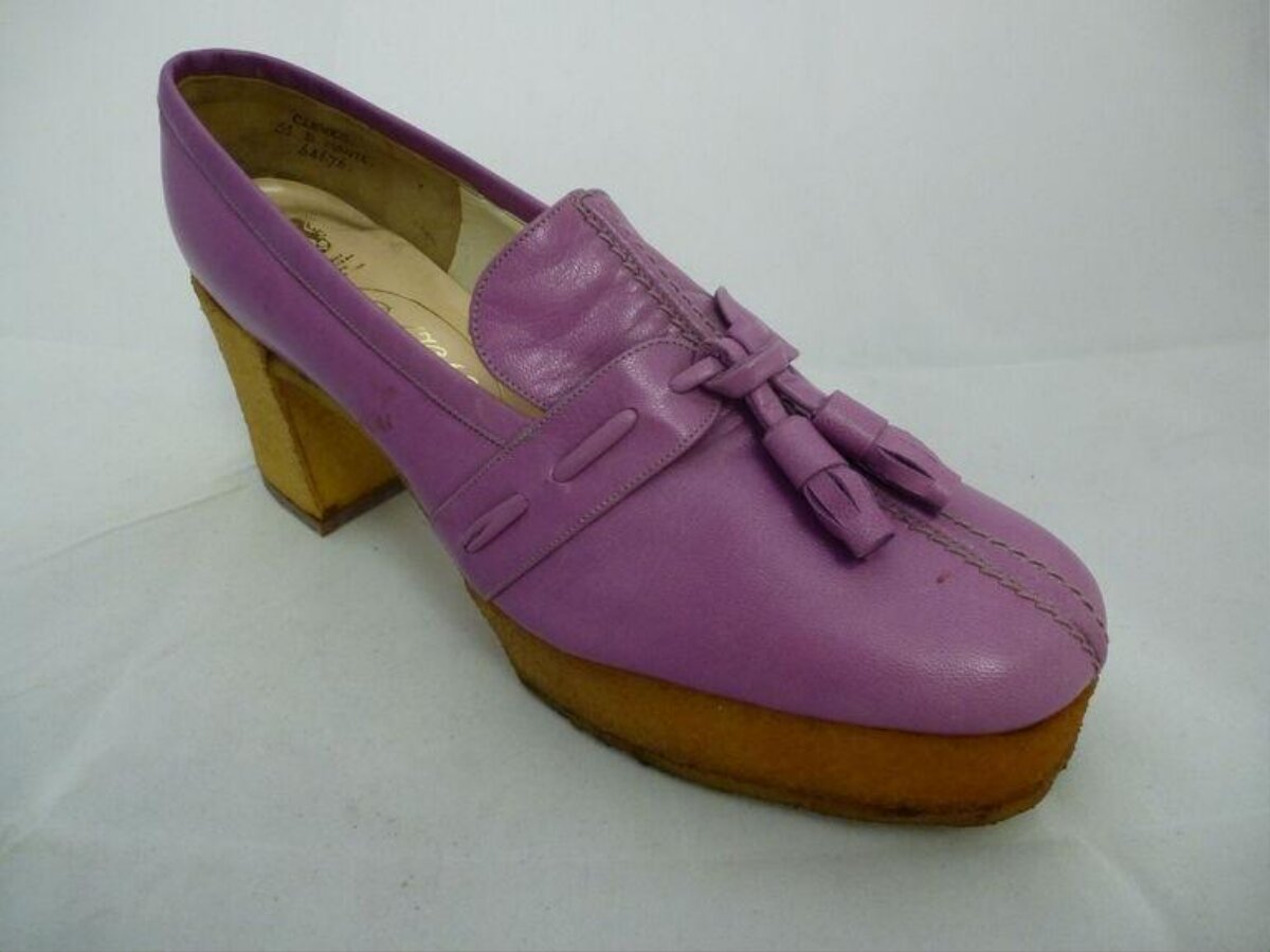 Purple Tassel High-Heeled Leather Shoe