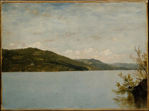 Calm Lake and Green Hills Landscape