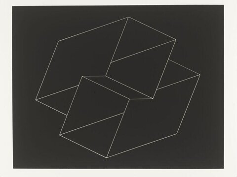 Interlocking Cubes Geometric Line Art
