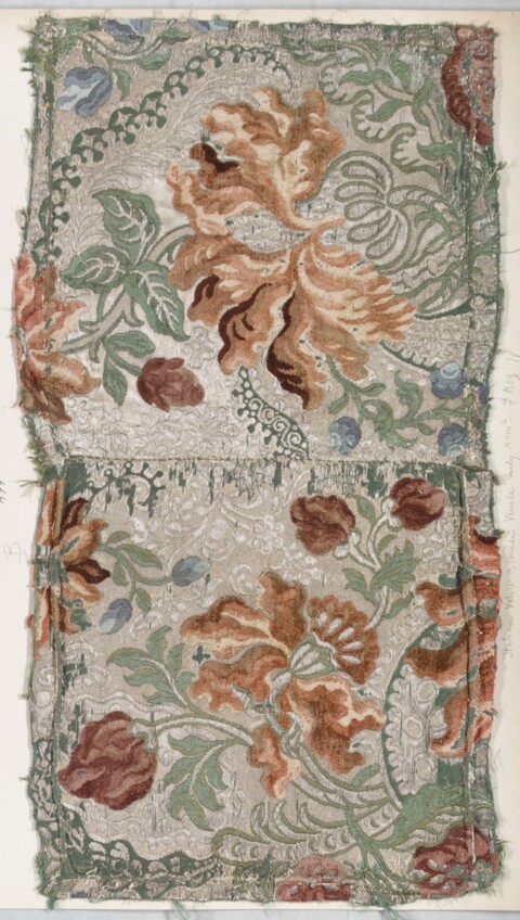 Antique Floral Woven Textile Fragment