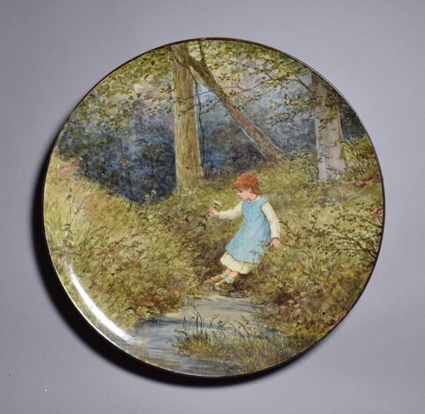 Girl By Stream Painted Decorative Plate