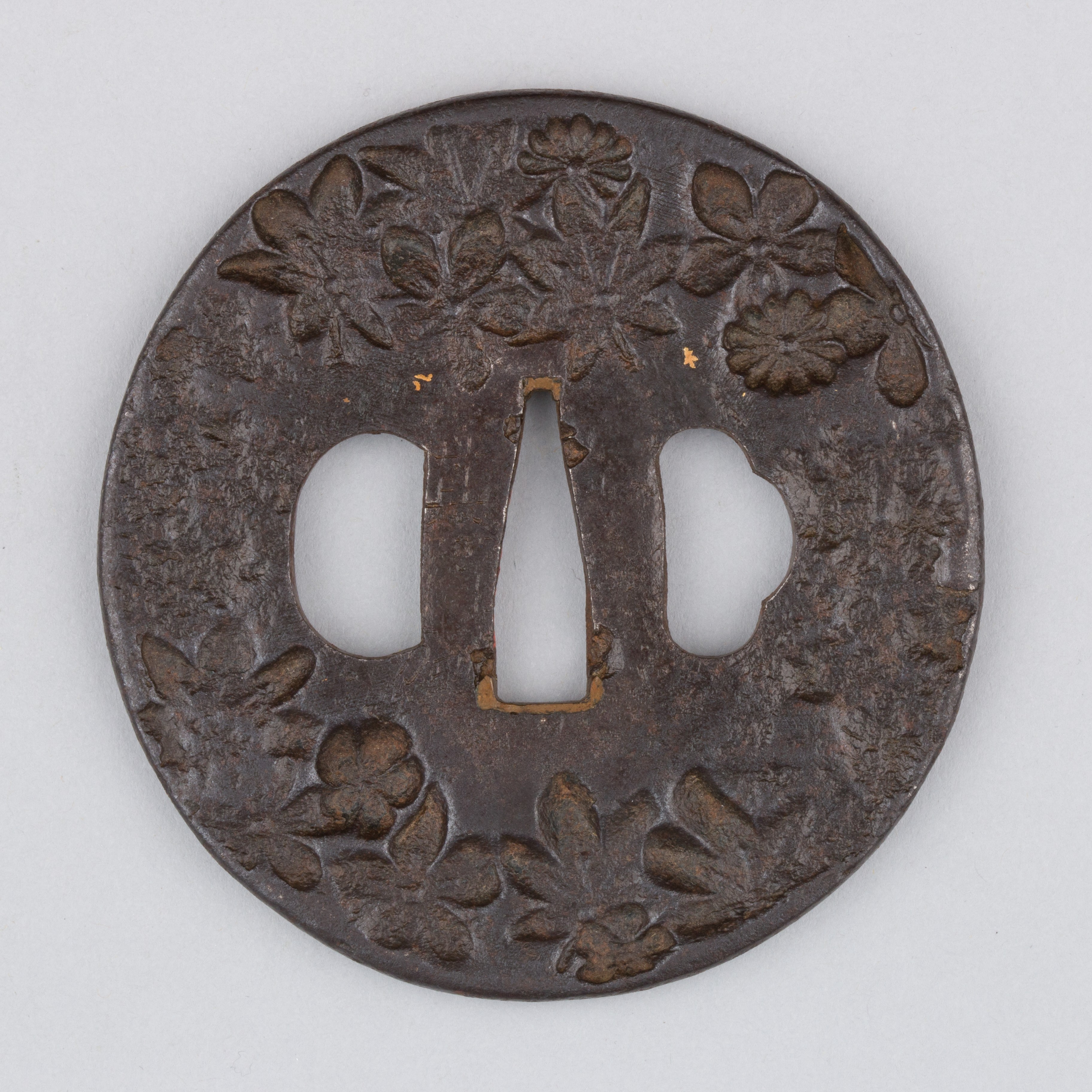 Iron Flower-carved Sword Tsuba