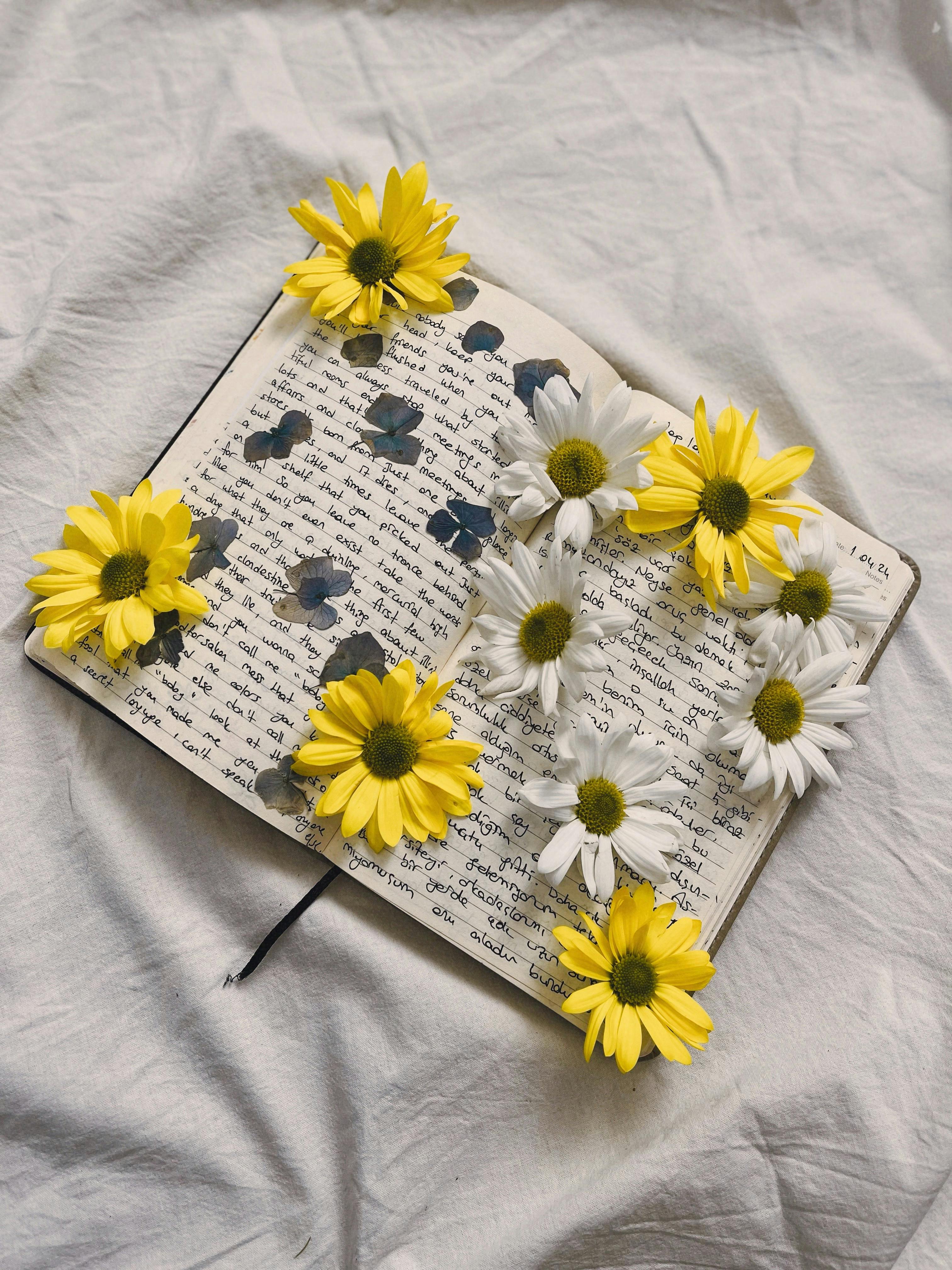 Open Journal With Daisies