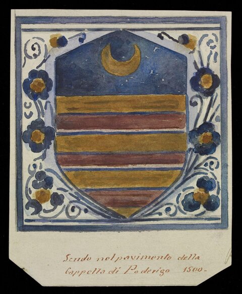 Watercolor of 1500s Italian Heraldic Shield