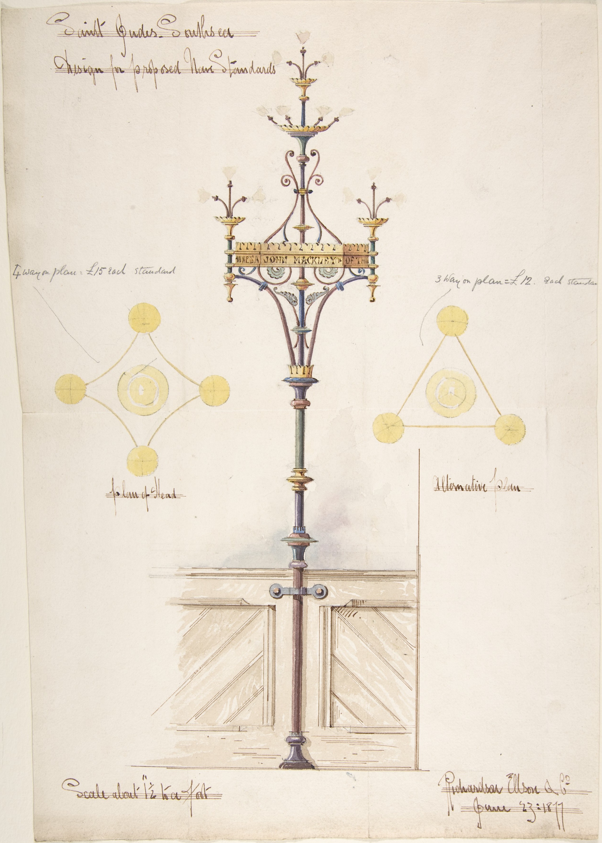 1877 Design for Gas Lamp Standards