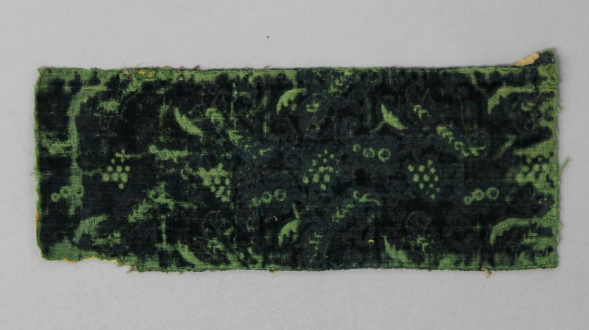 Green Patterned Antique Textile Fragment