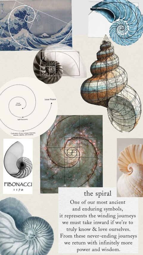 Fibonacci Spiral Symbol Collage