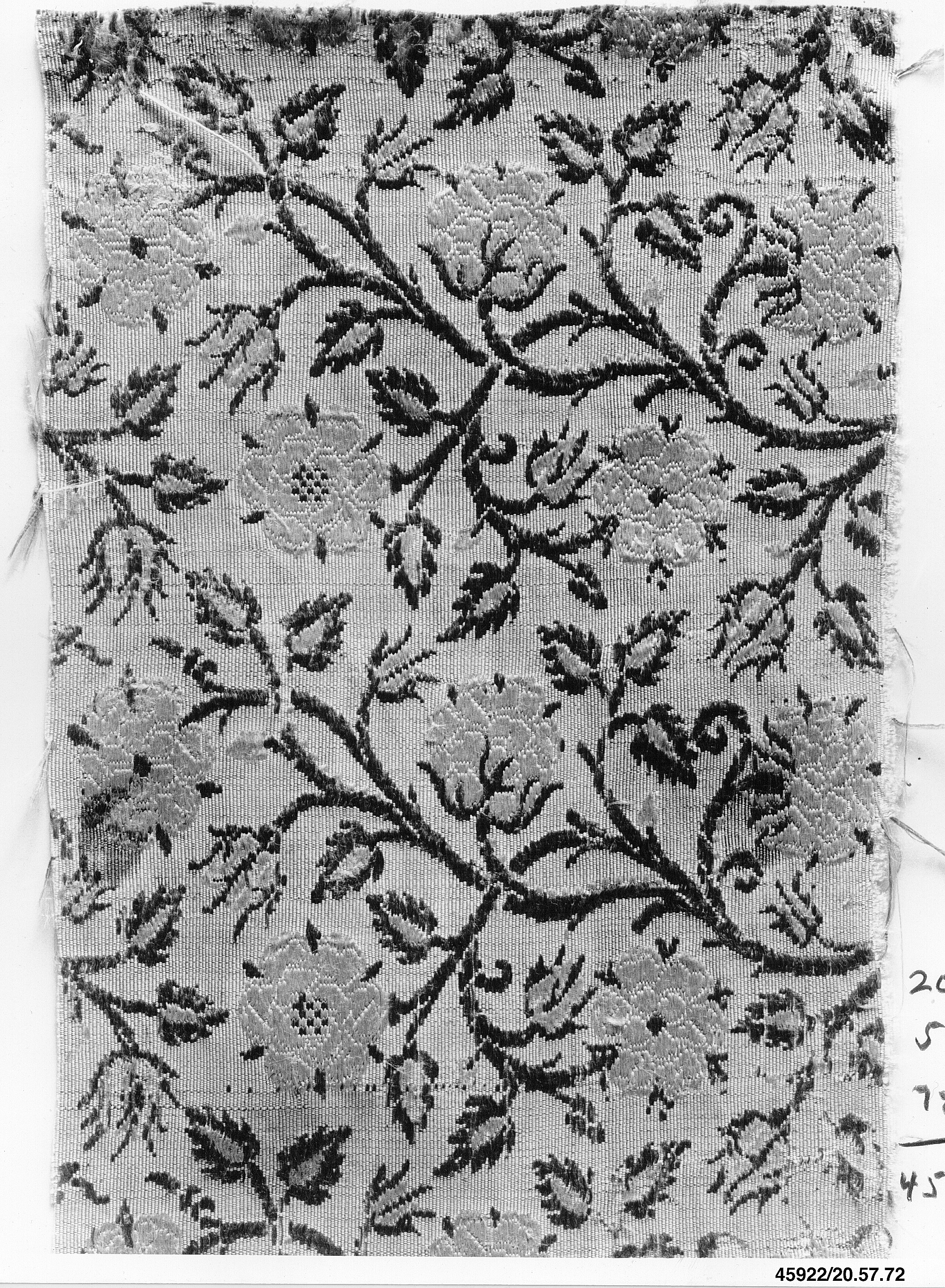 Antique Floral Velvet Textile Fragment